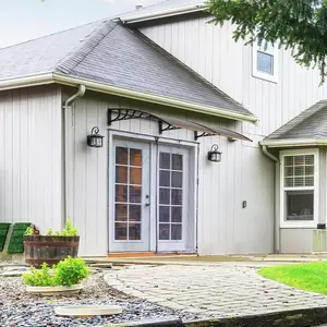 Window Awning Door Canopy Exterior 80" x 40" Awnings for Doors Polycarbonate Cover Patio Door Awning Rain Snow Sunlight Protection Hollow Sheet Brown Board & Black Bracket Adjustable Shade