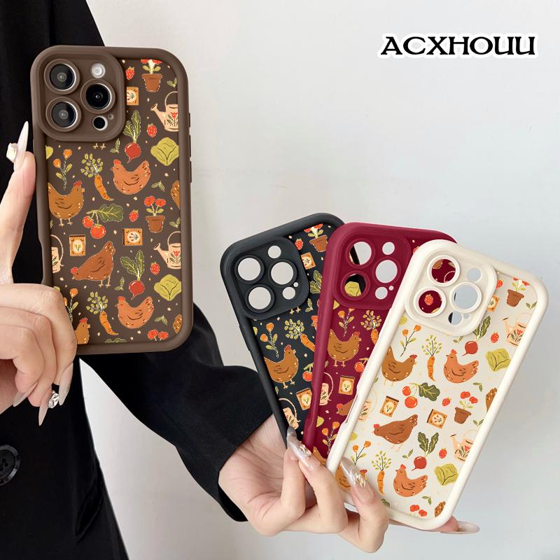 Farm Chicken Pattern Pattern Case for iPhone 17 16 E Pro Max 15 Plus 14 13 12 11 XS XR Soft TPU Bumper Drop Protection Durable Back Cover