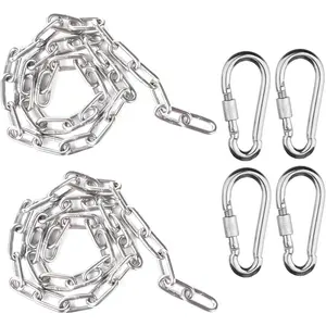 Heavy Duty Swing Chains 1/5" x 40" with 4 Carabiners, 500 LB Capacity Stainless Steel Hanging Swing Set for Hammock Punching Bags Indoor Outdoor Ues (2 Pack)