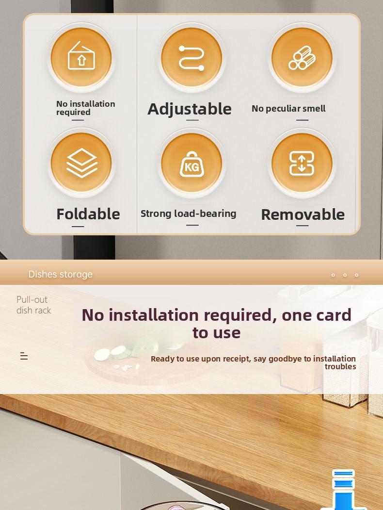 Foldable Countertop Extension Storage Rack Household Multifunctional Hanging Cabinet Door Small Table Board Storage Partition Auxiliary Table