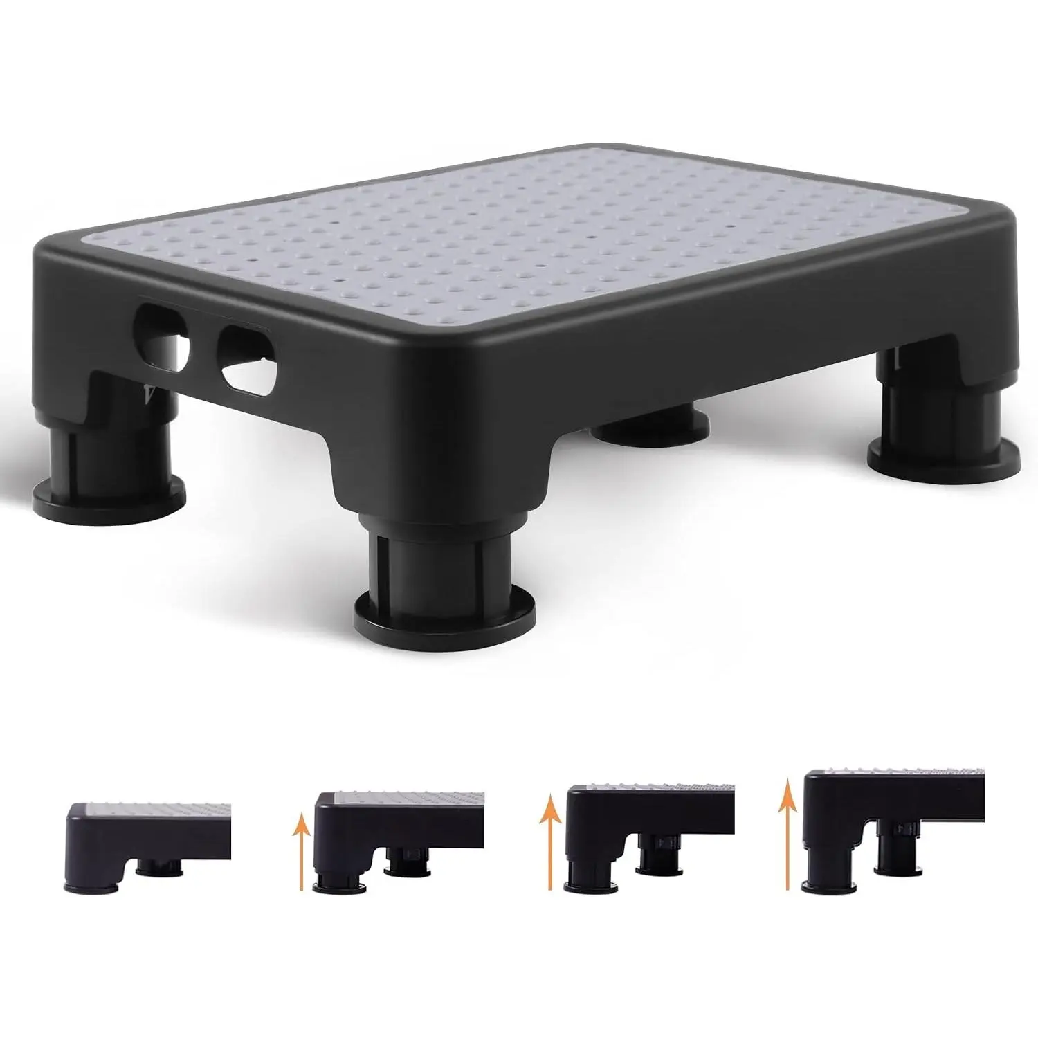 Adjustable Step Stool for Seniors, 6-Leg Stability, Gray(Gift)