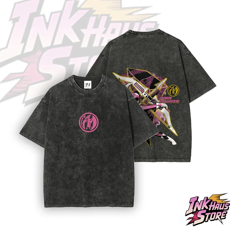 Pink Ranger Kimberly Hart  Mighty Morphin Power Rangers S1 --Short Sleeve Cotton Unisex Retro wash Tee