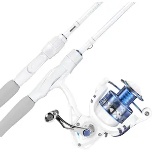 Fishing Rod and Reel Combo, IM6 Graphite 2Pc Blanks, Stainless Steel Guides with Ceramic Rings, Contoured EVA Handles & Fighting Butt, Split or Full Rear Handle Design, 13 Models