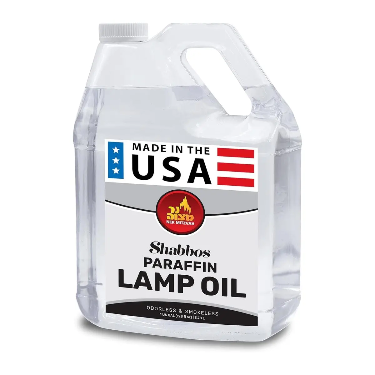 Paraffin Lamp Oil for Indoor and Outdoor Use, 1 Gallon Clear Smokeless Odorless Clean Burning Fuel, Shabbos Lamp Oil