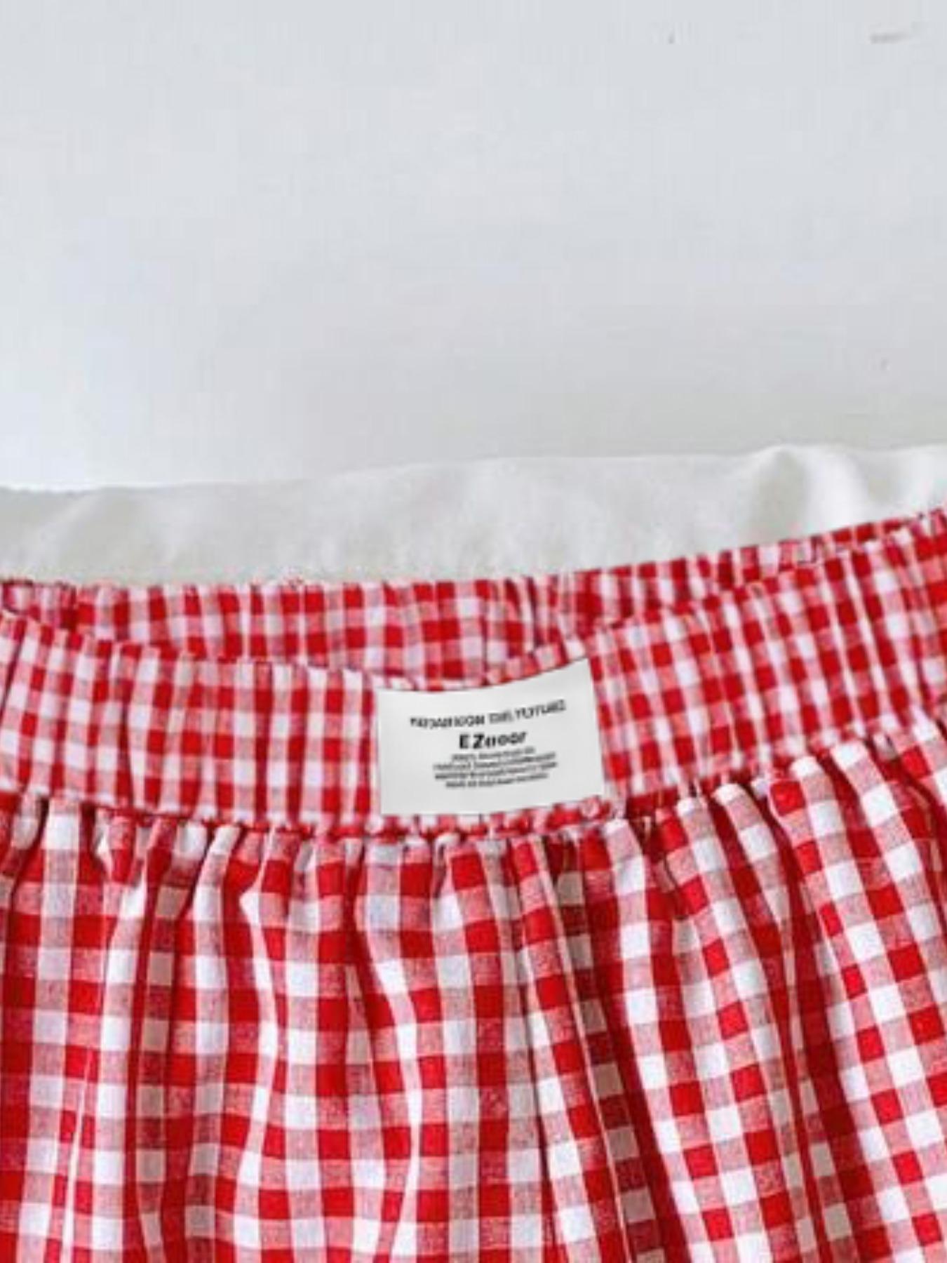 Comfortable Fit Elastic-Waist Gingham Shorts for Everyday Wear, Suitable for Spring and Summer Comfortable Fit Elastic-Waist Gingham Shorts for Everyday Wear, Suitable for Spring and Summer