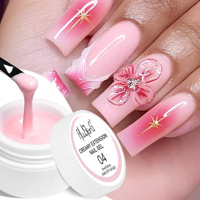 AWStorG 15ml Nude Pink Creamy Builder Extension Gel DIY 3D Flower Nail Art Sculpting Gel Soak Off UV LED Nail Art for Beginners & Nail Tech