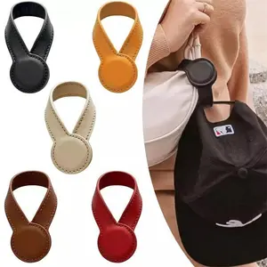5Pcs Strong Round Leather Magnetic Hat Clips, Stylish Bag Charm Set, Magnetic Holder for Travel & Outdoor Sports Use (Multiple Colors)