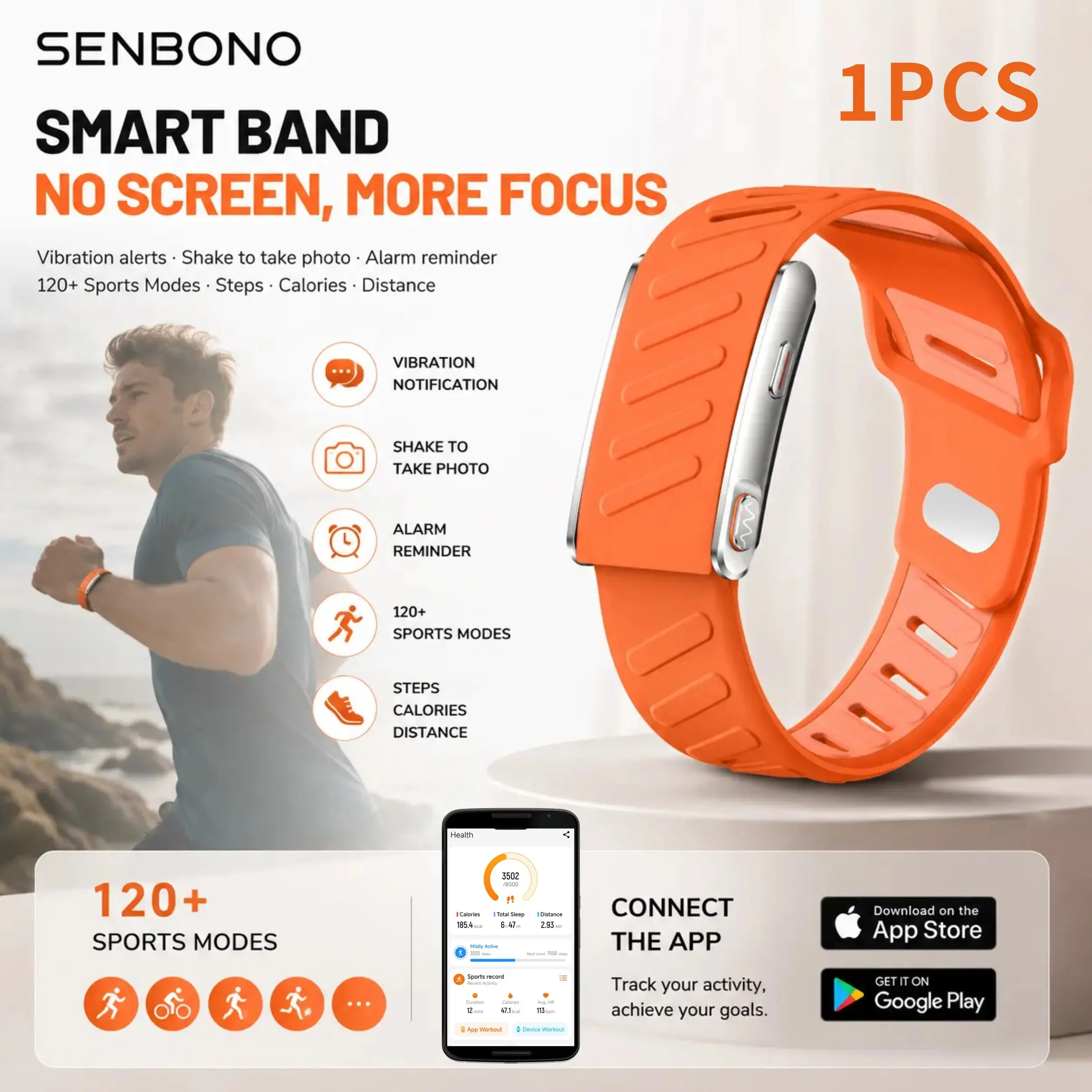 Smart Watch Compatible with Men and Women | Ultra Thin Shadowless Fitness Tracker, 120 Exercise Modes for Step/Calorie/Distance Counting, Waterproof Smart Band, Long Battery Life, Sleep Monitoring, Menstrual Tracking, Reminder Function
