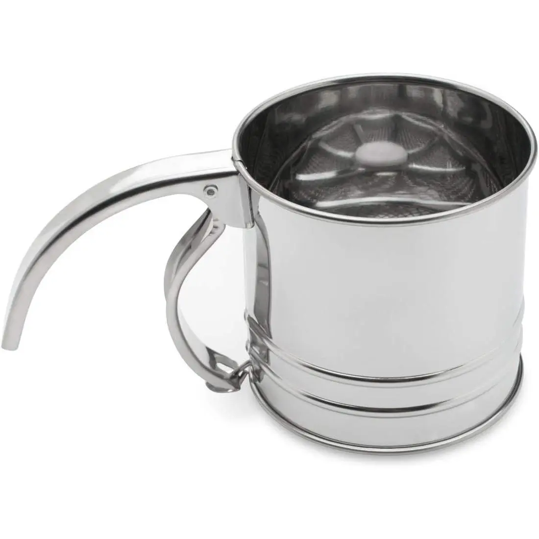 Flour Sifter, Stainless Steel, 1-Cup, Metallic | Easy To Use One Handed Flour Sifter | Remove Clumps & Aerate Flour For Better Results | Stainless Steel Fine Mesh Sifter