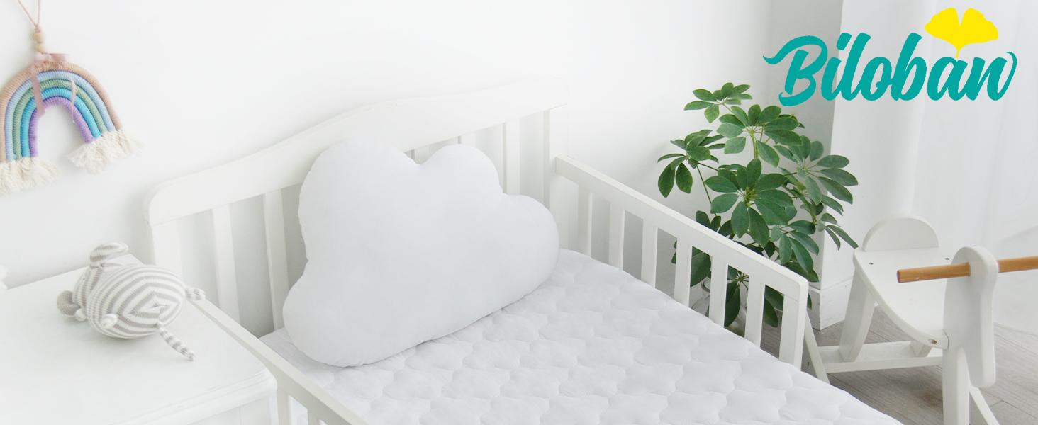 Crib Mattress Protector Sheets Fitted Waterproof Crib Mattress Pad Cover, Noiseless & Machine Wash 100% Absorbent Crib/Toddler Mattress Protector Sheet Quilted, White, 52" x 28"