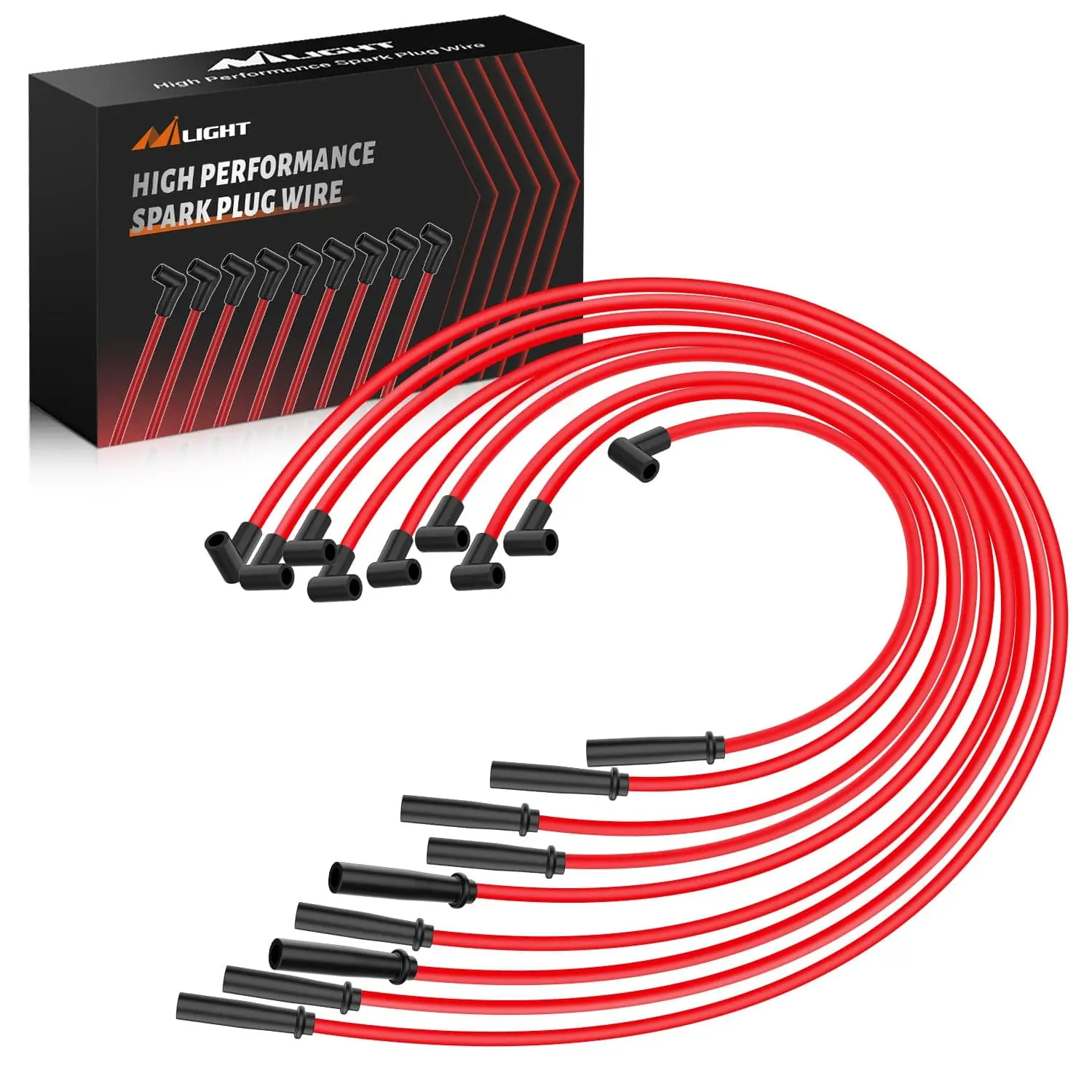 Nilight 10.5mm High Performance Ignition Wires, Straight Boots, Low Resistor with Silicon Jacket, Compatible with Chevy SBC BBC 305 350 454 Electronic V8 Engines & HEI Distributor, Spark Delivery