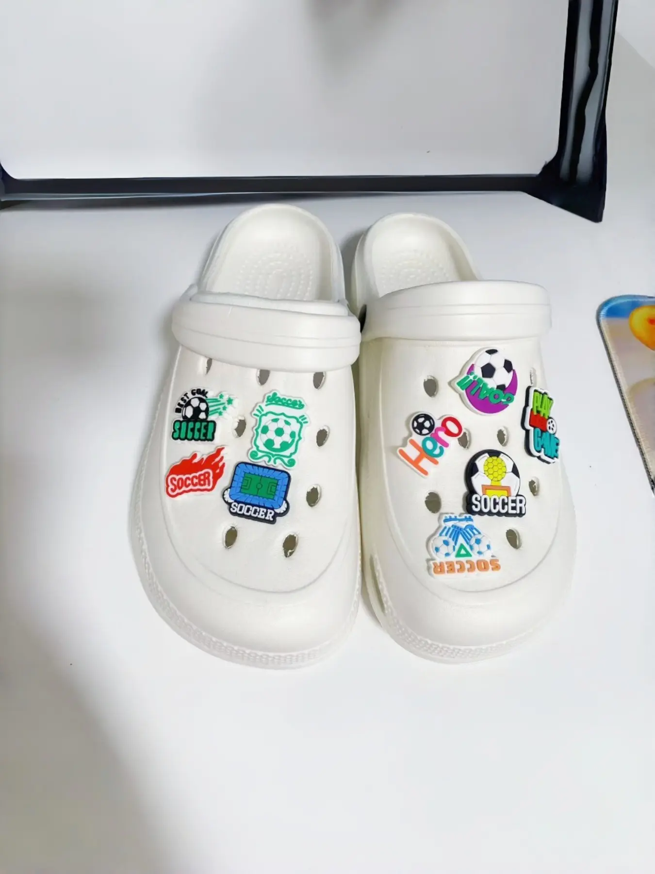 9pcs Cartoon Soccer Shoe Accessories, PVC Soft Gel DIY Detachable, Holiday Gift, All Seasons, Fun & Creative Design
