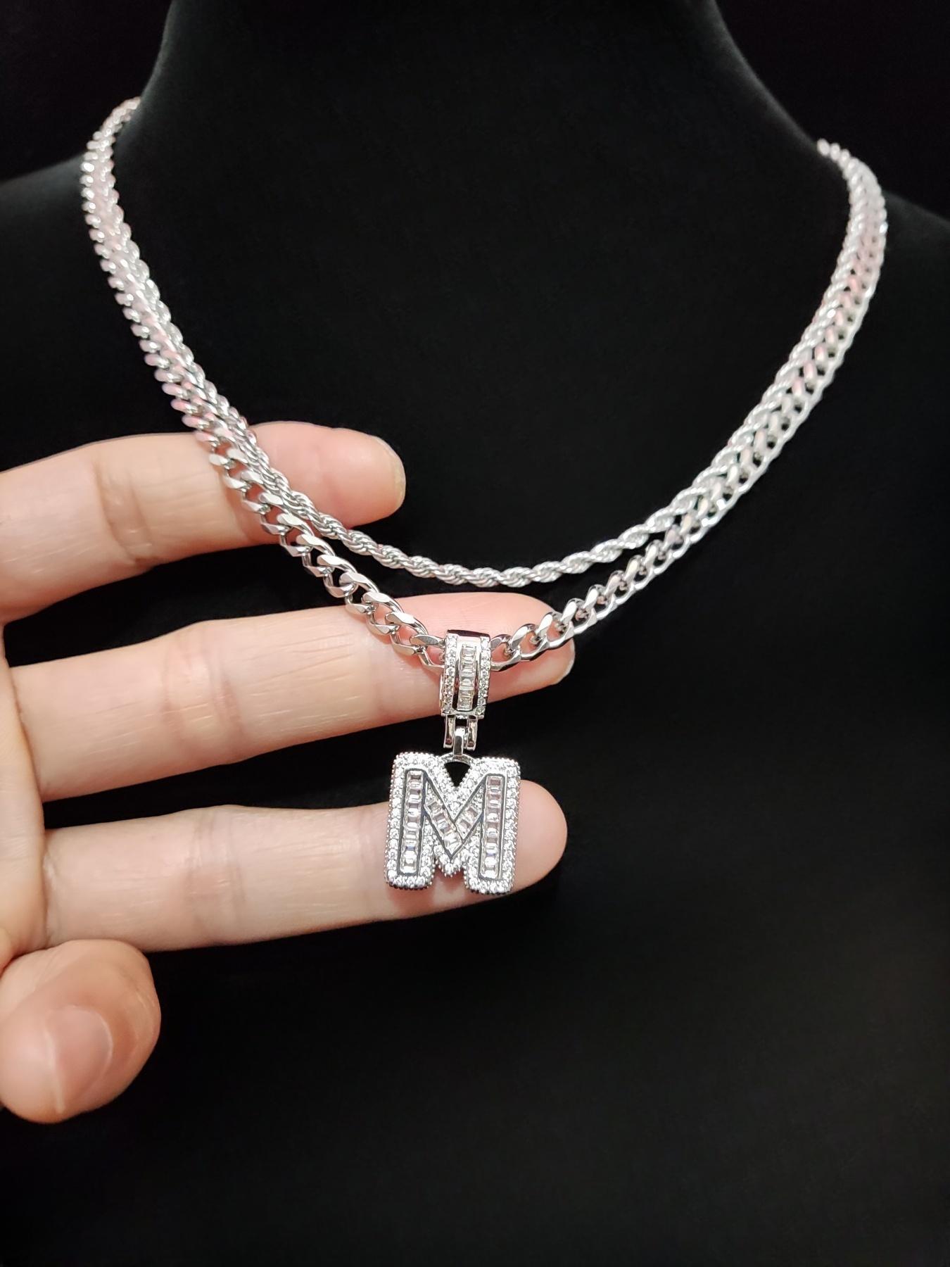 Fashion Initial Pendant Necklace & Cuban Link Chain Necklace, Stainless Steel Jewelry for Party, Trendy All-match & Exquisite Jewelry for Birthday Gift