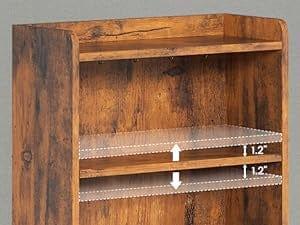 Sikaic LED Tall Nightstand with Bookshelf Brown Multifunctional Console Table Modern Corner Vanity Modern Furniture