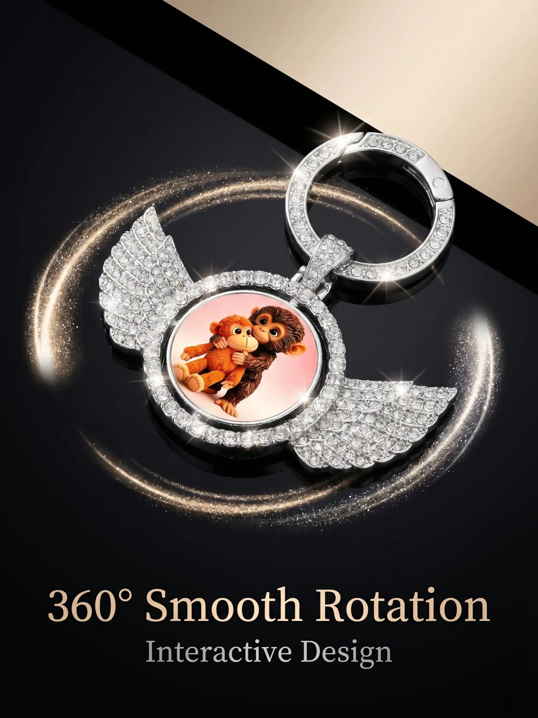 Fun 360° Rotating Monkey Keychain, Cute Accessory for Backpacks, Handbags, Car Keys Decoration, Novelty Gift Idea