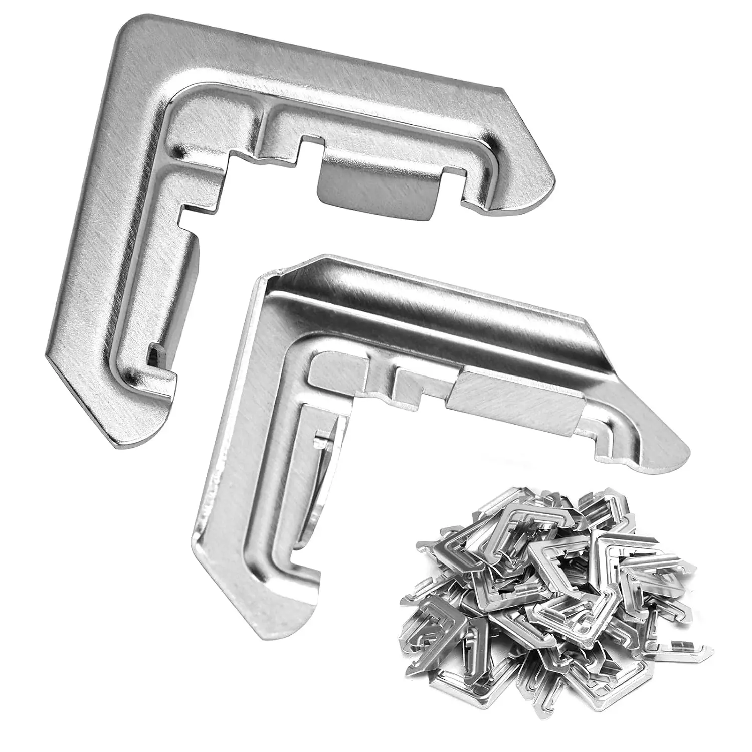 MP5591-52 52 Pack 5/16" Aluminum Mill Finish Screen Frame Corners, Press-Fit Stamped Aluminum Window Screen Corners for 45° Cut Frames, No Hardware Needed for Bulk Screen Repairs