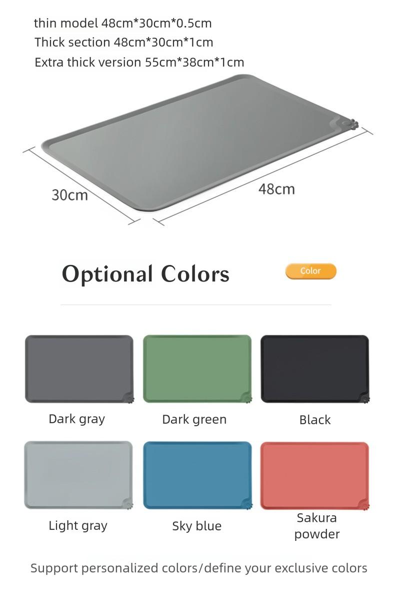 Stop Messy Floors!48cm Silicone Mat for Dog Bowls, Raised Edge, Anti-Spill, Dishwasher Safe, Non-Slip