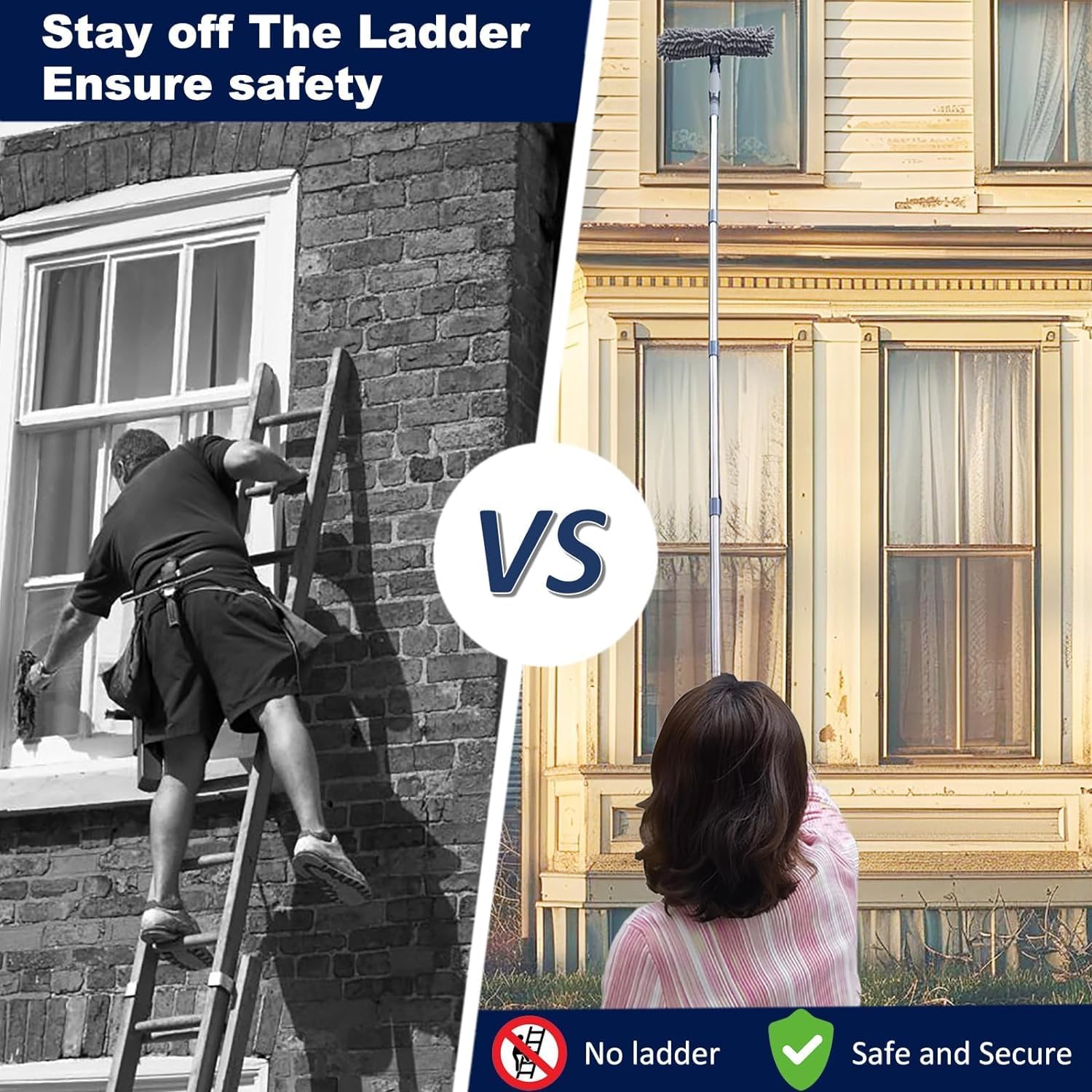 4 Pack 20+  High Reach Dusting Kit with 3-14 ft Spliceable Pole //2 in 1 Window Cleaning Kit // High Ceiling Duster // Cobweb Microfiber Duster // Ceiling Fan Duster Cleaning Kit for  Clean