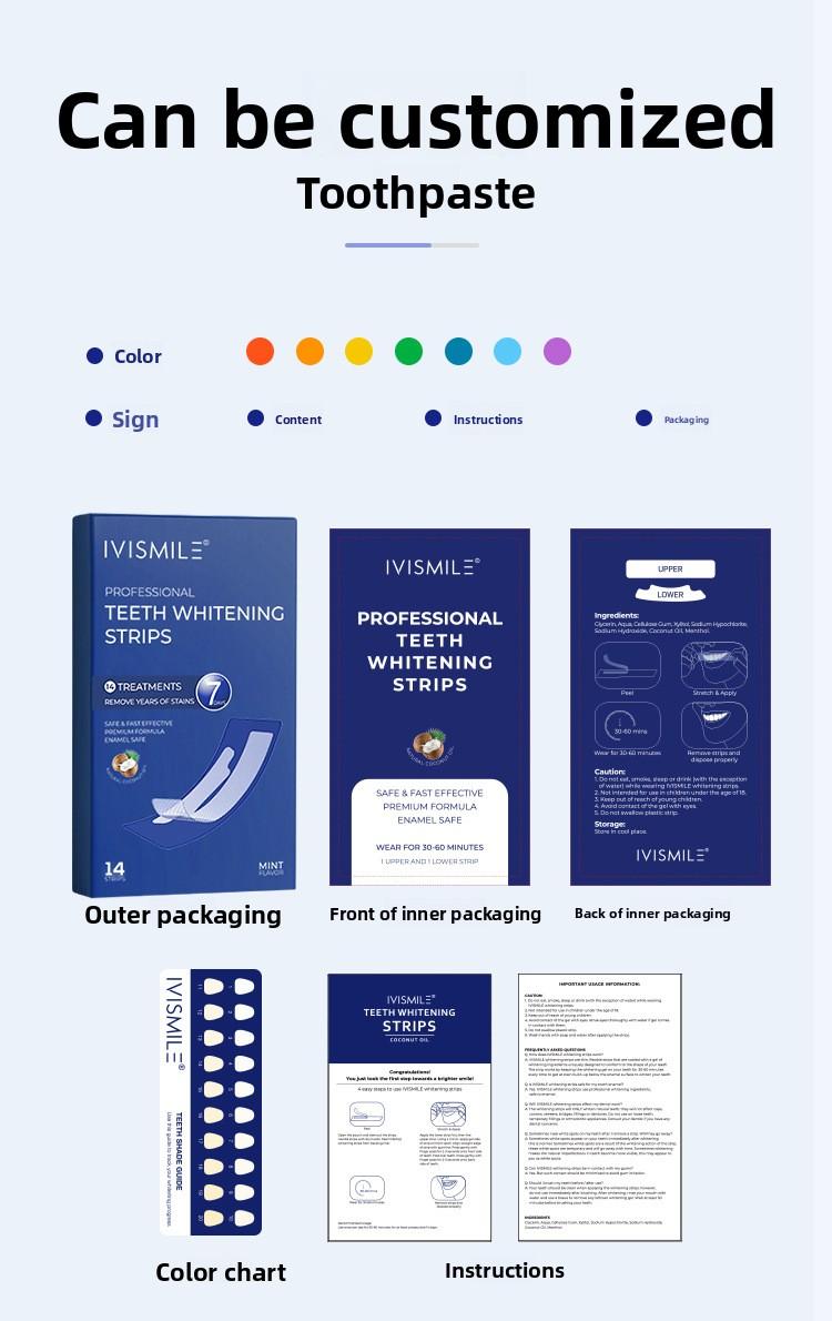 Ai Smile Teeth Whitening Strips, Yellow Stain Removal, Whitening, Sea Salt Cleansing, Brightening, Gentle, Cross-Border Supply, In-Stock