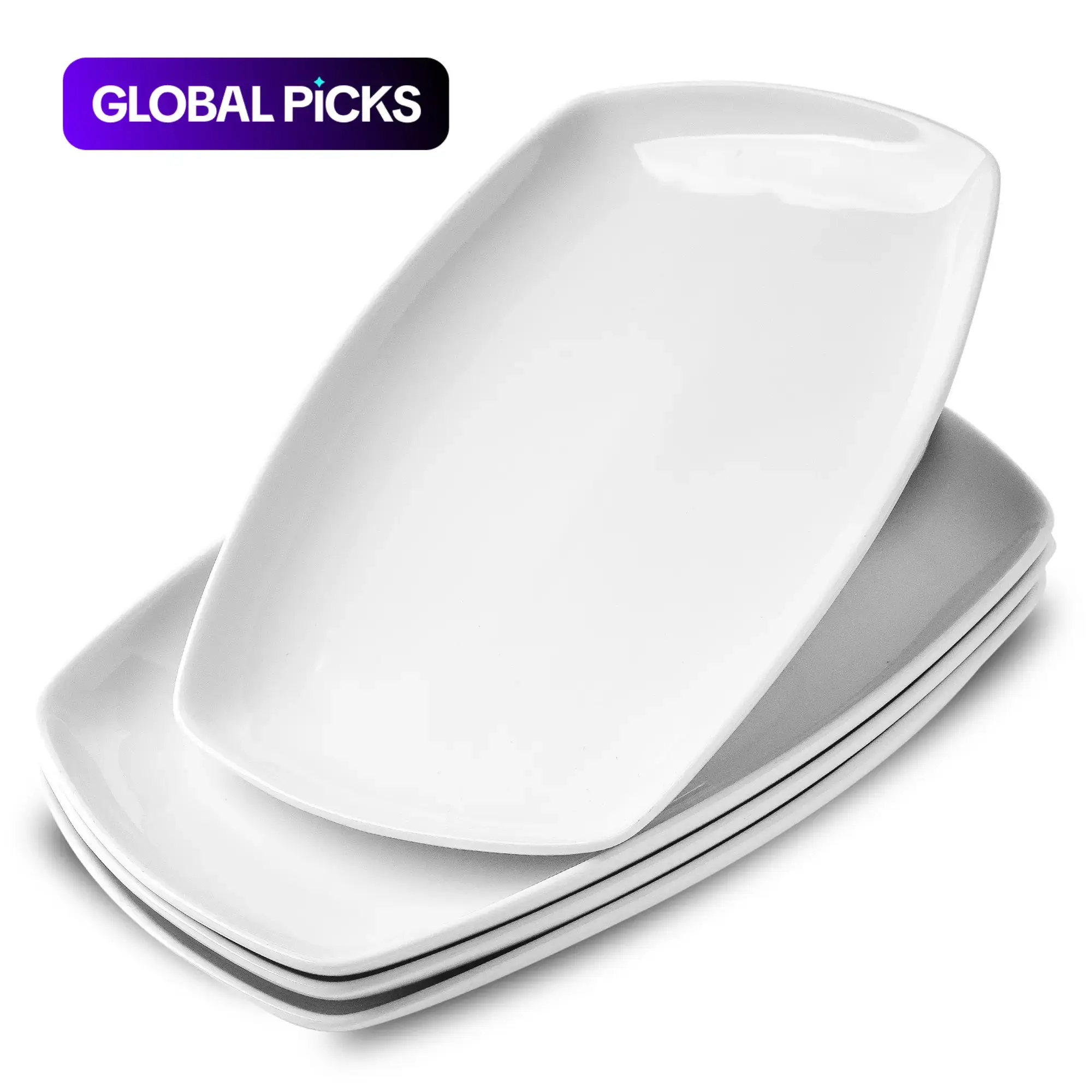 Porcelain Serving Platters, 12 inch White Rectangular Plate, Ceramic Serving Tray, Irregular Serving Dishes for Party, Wedding, Entertaining, Microwave and Dishwasher Safe, Modern Ceramic Plates, Dishwasher Safe Tableware