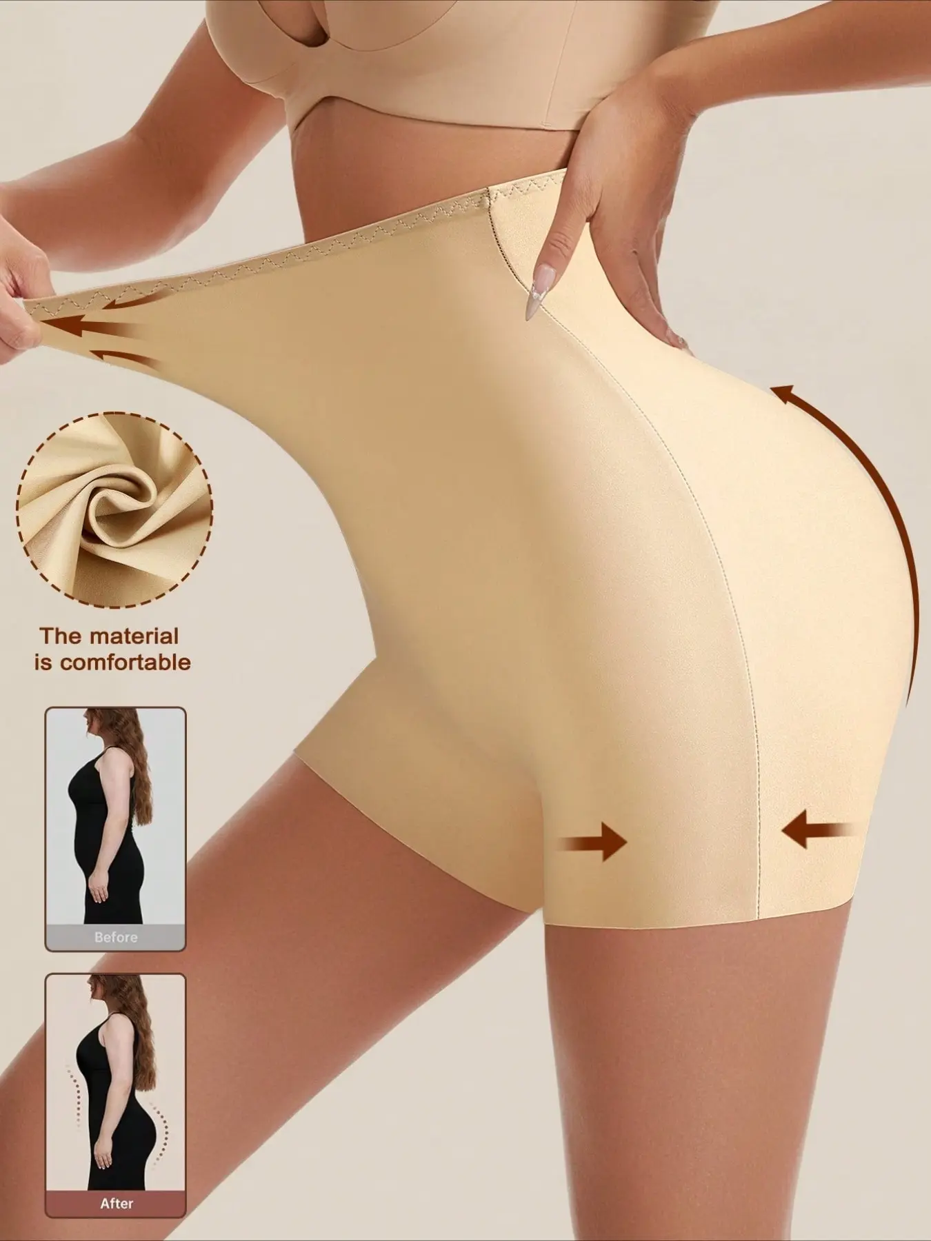 1pc Women's Solid Color Slim Fit High Elasticity Casual Versatile Tummy Control Shapewear Pants