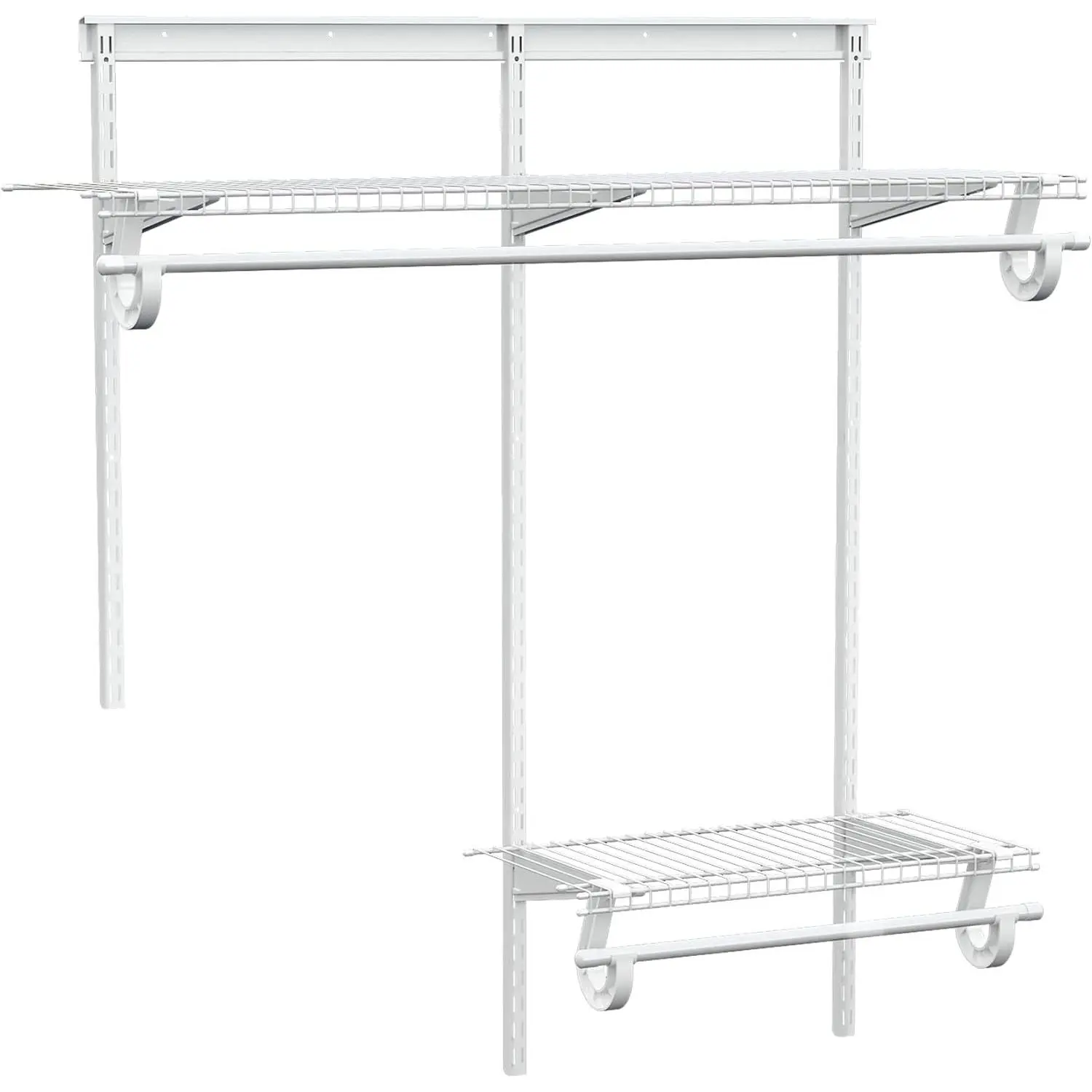 2-4 Ft. White Custom Insert Wire Closet Organizer System Kit | Adjustable Wall Mounted Metal Wire Closet Shelving System, Closet Shelves with  Rods for Pantry Laundry Mudroom