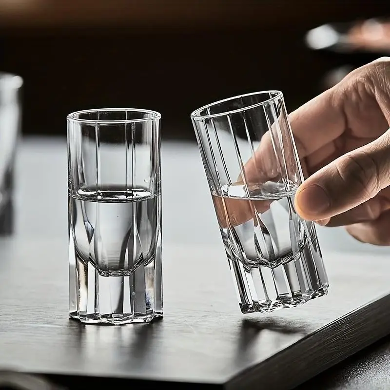 2/4/6/8/12pcs, Glass Small Glass Set, Suitable For Whiskey, Brandy, Vodka, Tequila, Christmas Theme, Suitable For Outdoor Activities, Swimming Pools, Beaches, Travel, Camping, Picnics