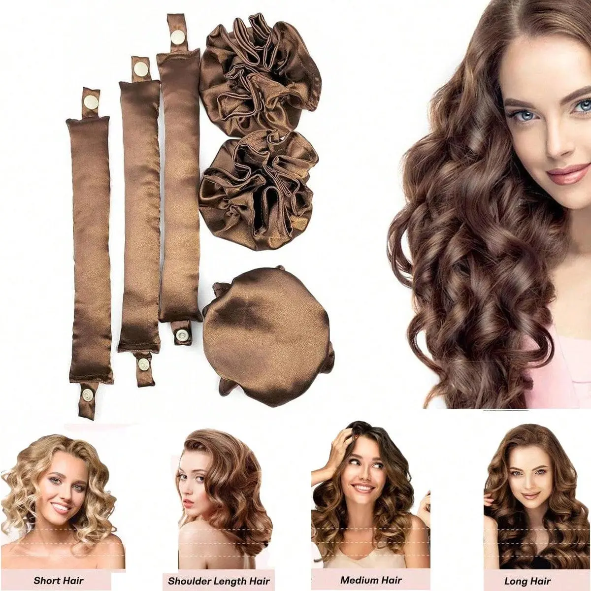 2/4/6‑Piece Satin Heatless Curler Set, Overnight Hair Rollers with Bonnet, Hair Curlers, No‑Heat Curling Kit Suitable for All Hair Types