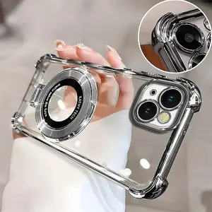 Compatible with iPhone 14 Plus Premium Clear Electroplated Phone Case with Ring Holder, 4-Corner Shockproof & Full Camera Protection HNL0122
