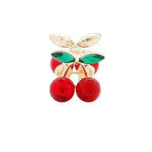 2pc Set Crystal Cherry Mini Hair Clips| Sweet Gift For Women clips secure hold claw spring