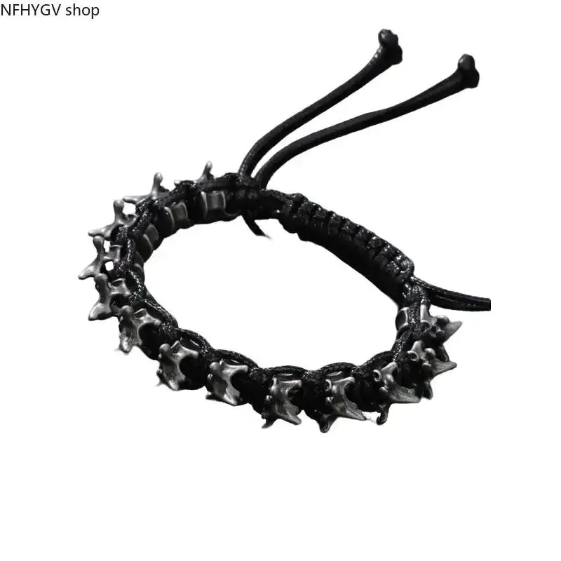 Punk Hip-Hop Dragon Bone Bracelet, Handwoven Alloy Adjustable Slider Wristband For Men, Unique Trendy Retro Wrist Jewelry Accessory For Daily Street Style And Party Outfits