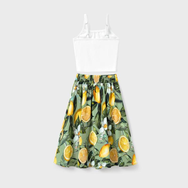 PatPat Matching Family Outfits – Lemon Print Hawaiian Shirts & Summer Dresses – Tropical Vacation Clothes for Men, Women & Kids Spingtok