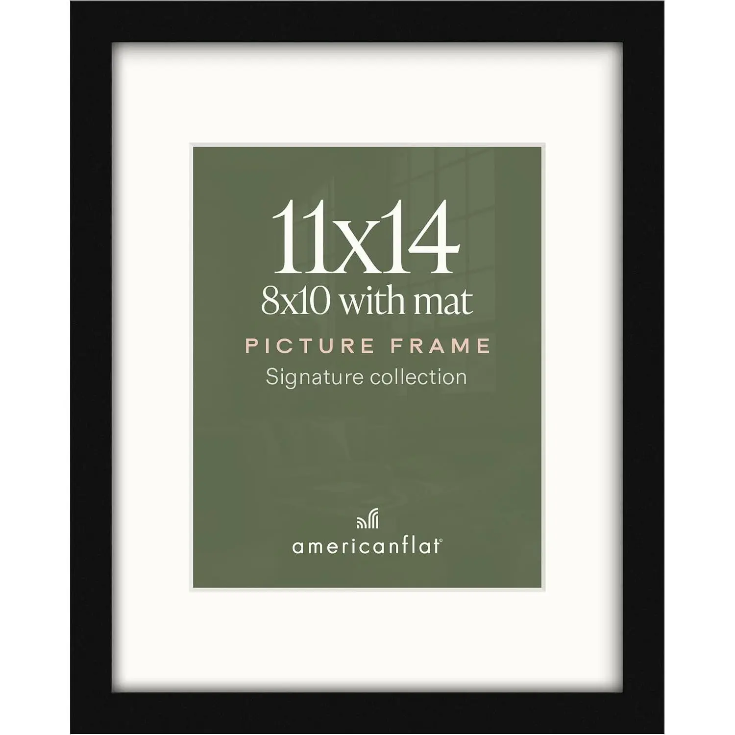 11x14 Picture Frame with 8x10 Mat, Engineered Wood, Black