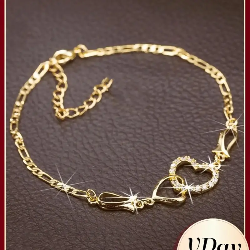 Mother's Day Gift Fashion Rhinestone Decorated Heart Design Charm Bracelet, Artificial Zircon Bracelet, Fashionable Bracelet, Beautiful Bracelets, Fashion Jewelry for Party & Daily Decor, Trendy All-match Jewelry for Birthday Gift