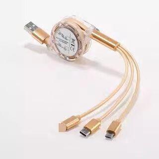 3 in 1 Retractable USB Cable, 1 Count Multipurpose 1M Data Cable, Charging Cable for Android Phone Type C Portable / Micro USB, Phone Accessories