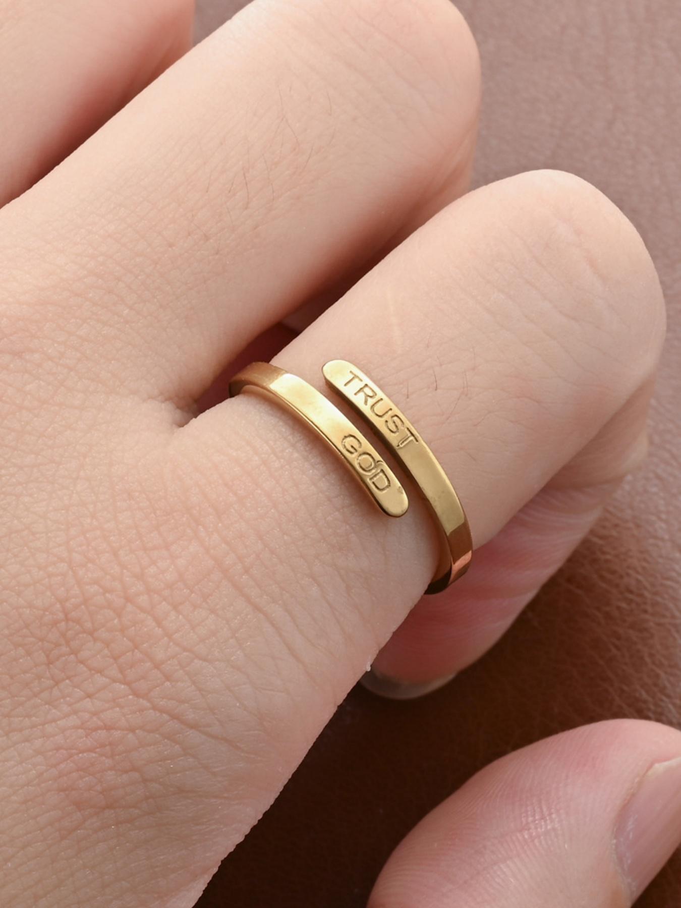 Letter Engraved Stainless Steel Ring, Fashion Jewelry for Party, Daily Clothing Decor, Trendy All-match & Exquisite Jewelry for Birthday Gift, Wedding Promise Rings, Personalized Jewelry