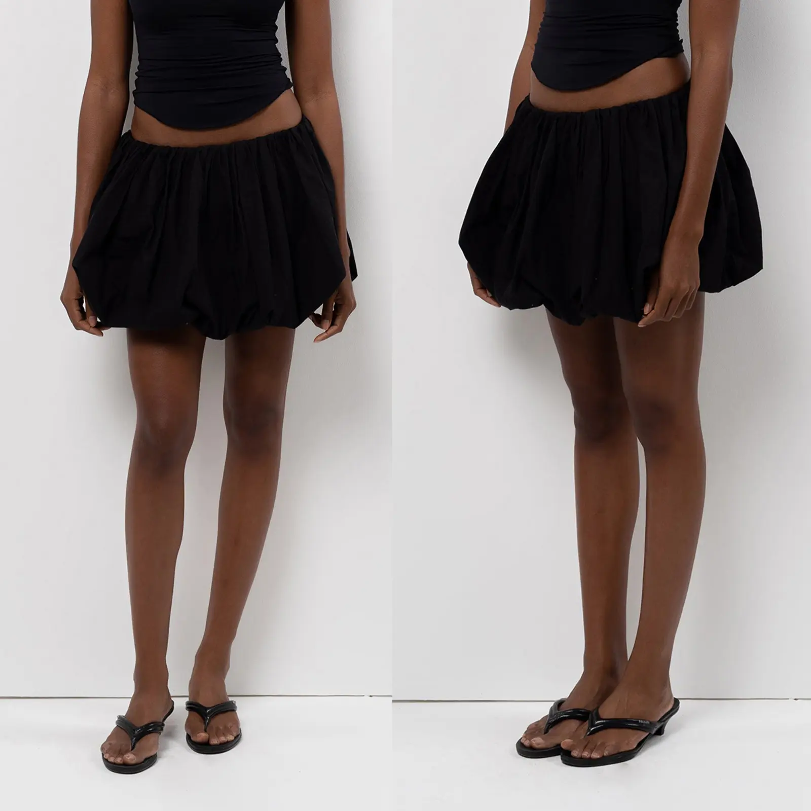 Women's Solid Color Mini Lantern Puffball Skirt - Casual, Loose-Fitting, Elastic Waist Short Skirt for Summer