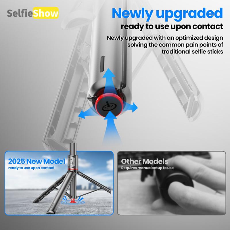 Selfie Stick Tripod, Automatic Pop-Up Tripod with Magnetic Remote Control, Selfie Stick Tripod for Smartphone