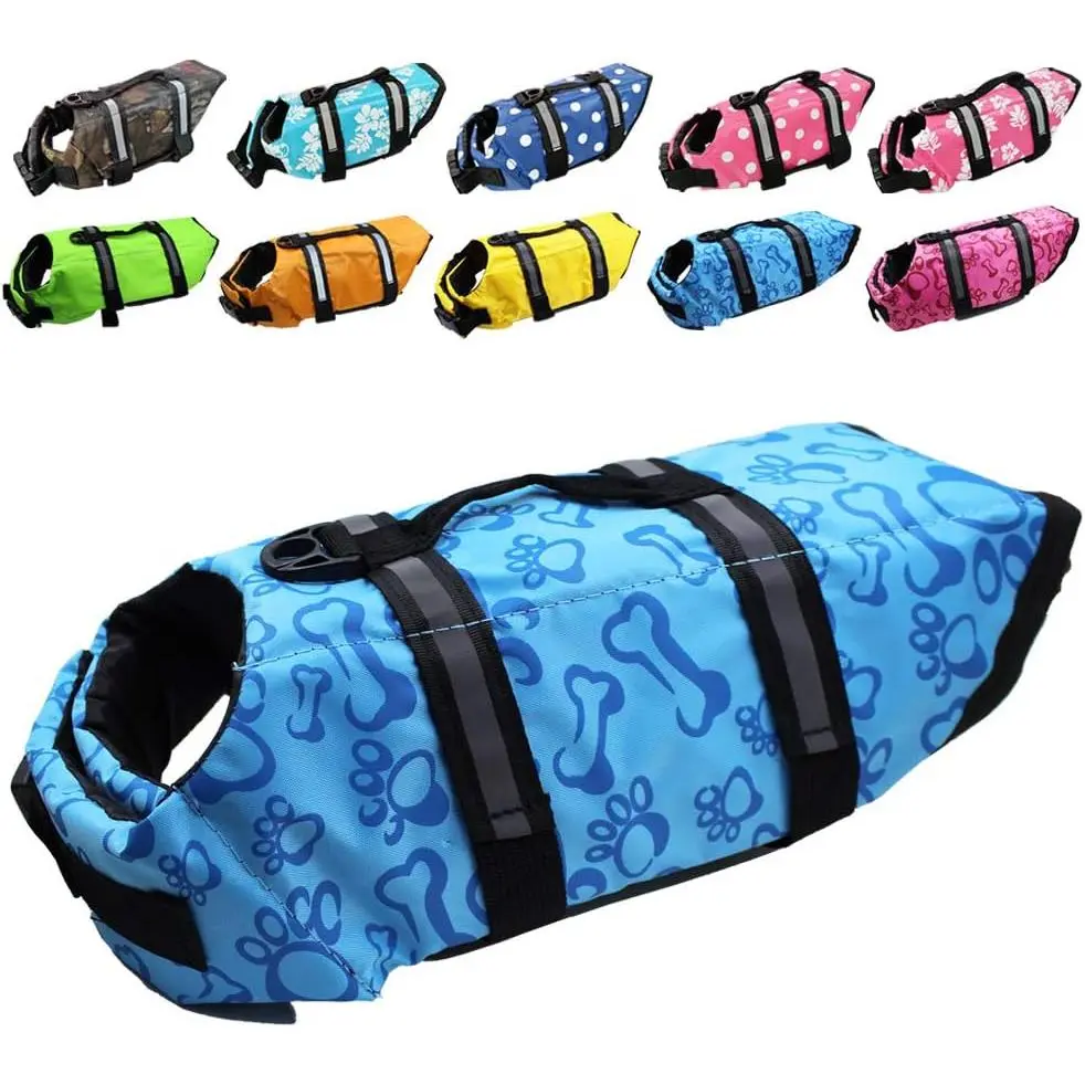 Dog Life Jacket Easy-Fit Adjustable Belt Pet Saver Swimming Safety Swimsuit Preserver with Reflective Stripes for Doggie (S, Blue)