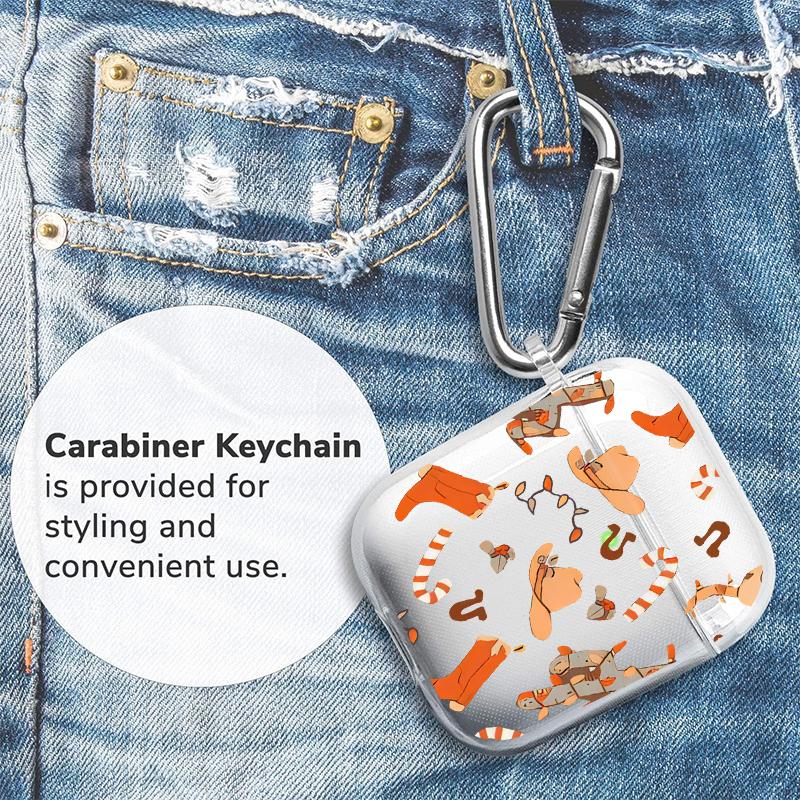 Cowboy Delight Pattern TPU Soft Protective Case for Apple AirPods 4/3/2/1/Pro/Pro2 Transparent Earphone Cover with Keychain Attachment