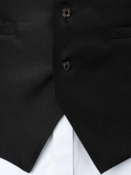 Two-Piece Set Men's Solid Button Front Suit Vest & Pocket Pants Suit Set, Chain Decor V Neck Top & Trousers, Men's Formal Outfits for Work Office Business