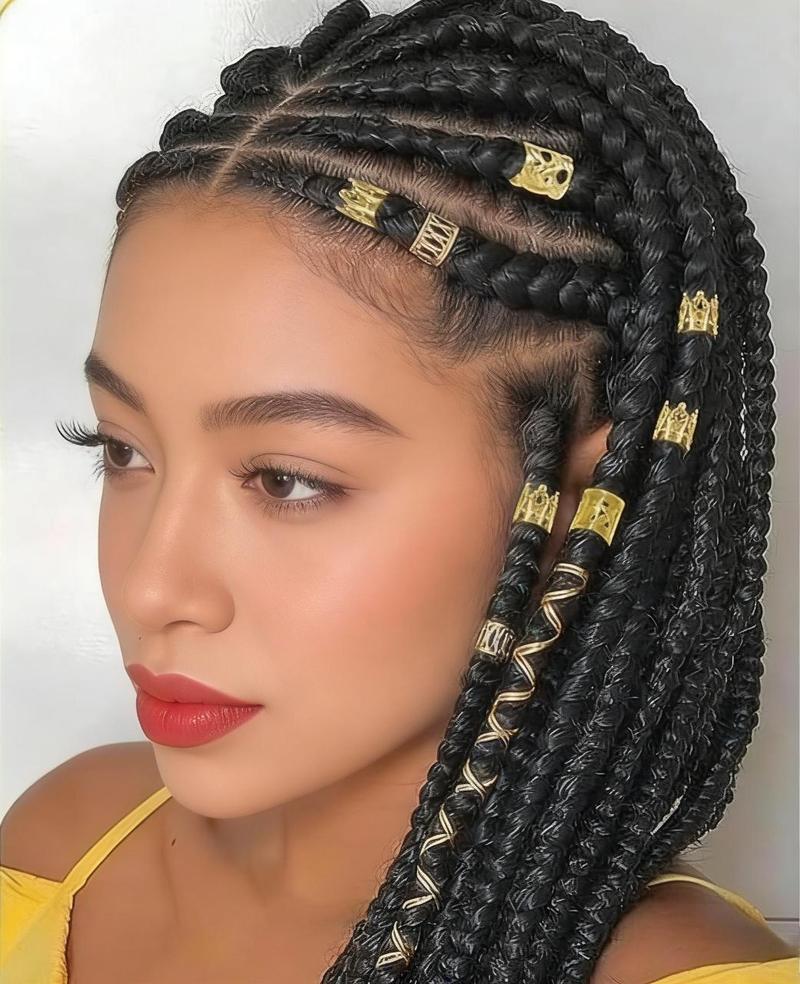 Exquisite Hair Jewelry Set – Multi-Style Dreadlock & Braiding Accessories, High-Quality Metal Construction, Flexible and Adjustable Beads, Ideal for Party Hairstyling and Holiday Gifting Secure Hold Duckbill Clips French Twist Side Comb Large Frosted Oval