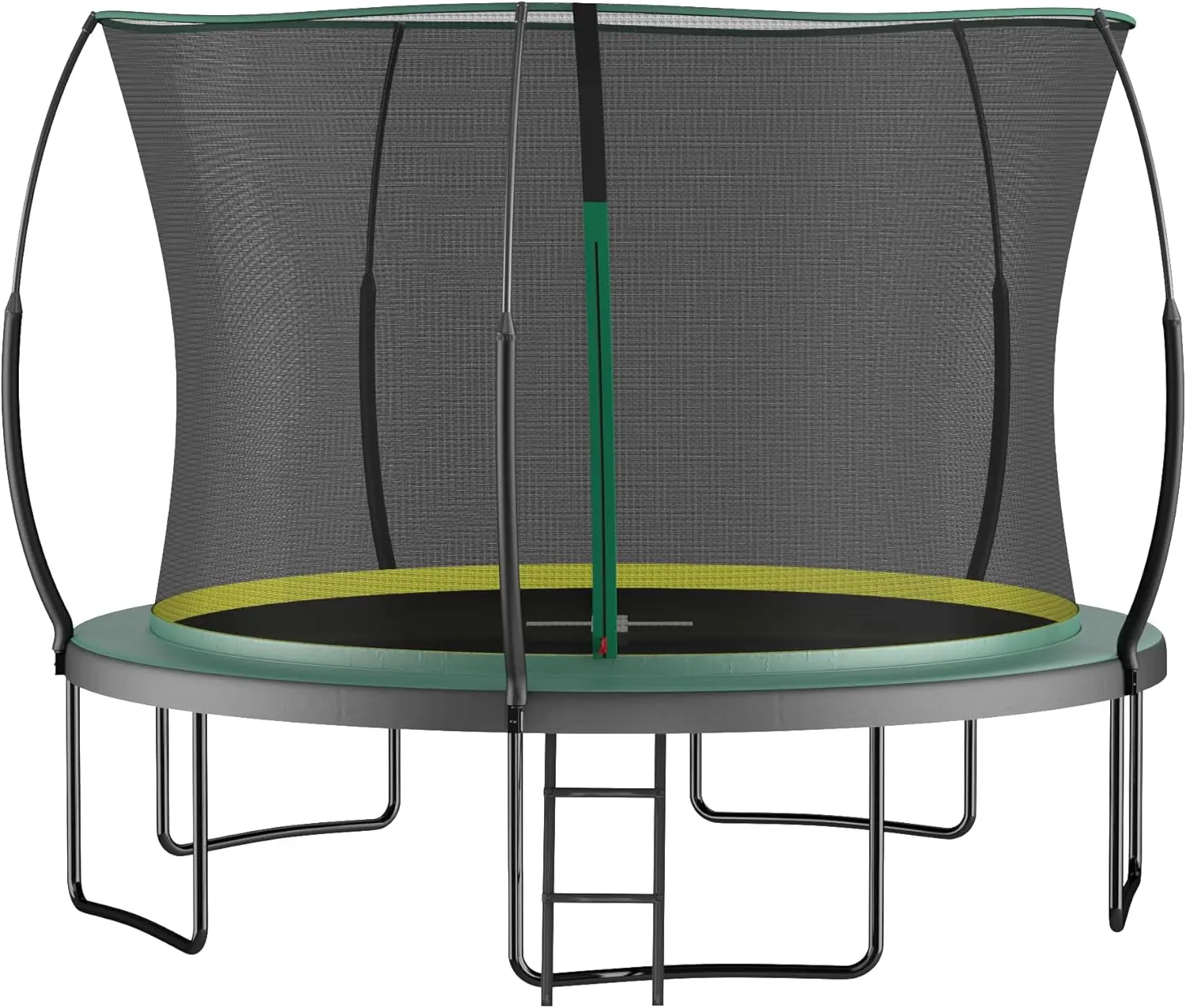 12FT Springfree Trampoline, Bungee Cord Jumping Mat with Fiberglass Poles and Enclosed Safety Net for Kids and Family Outdoor Use
