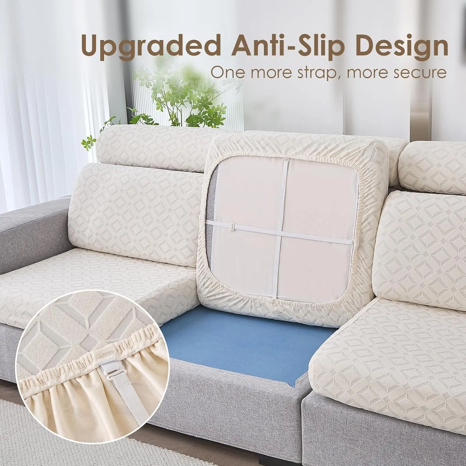 Waterproof Couch Cushion Covers for Pets Washable Sofa Seat Covers| Non Slip,Stretch,Pet Hair & Scratch Protection,Easy Installation,Furniture Protector,Sectional Sofa,1 Piece