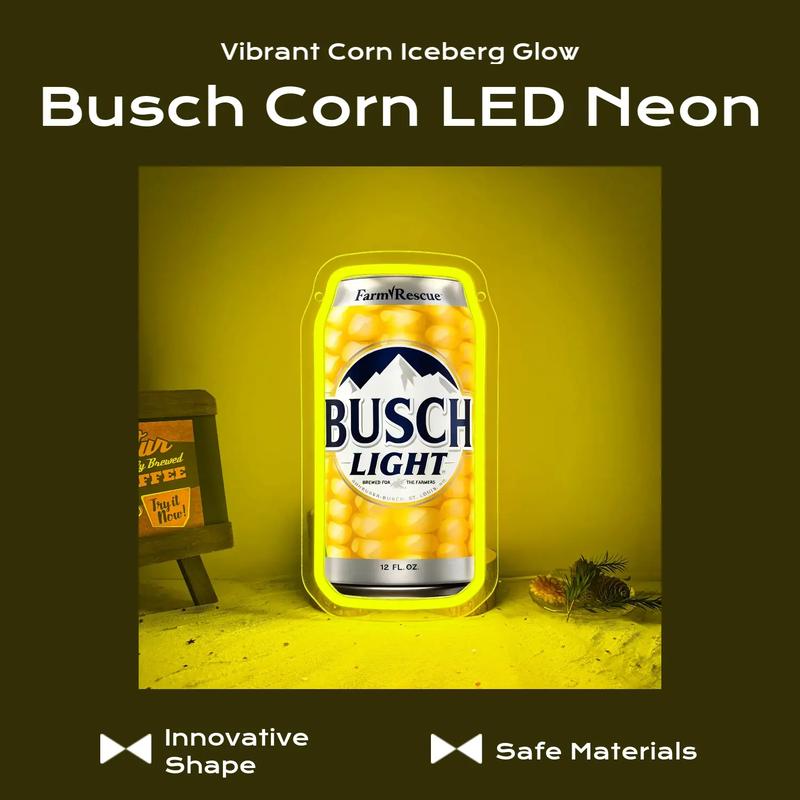 Busch corn Beer Led Neon Sign for Wall Decor, Neon Lights for Bedroom Led Signs Suitable for Man Cave Bar Pub Restaurant Christmas Birthday Party Gift Led Art Wall
