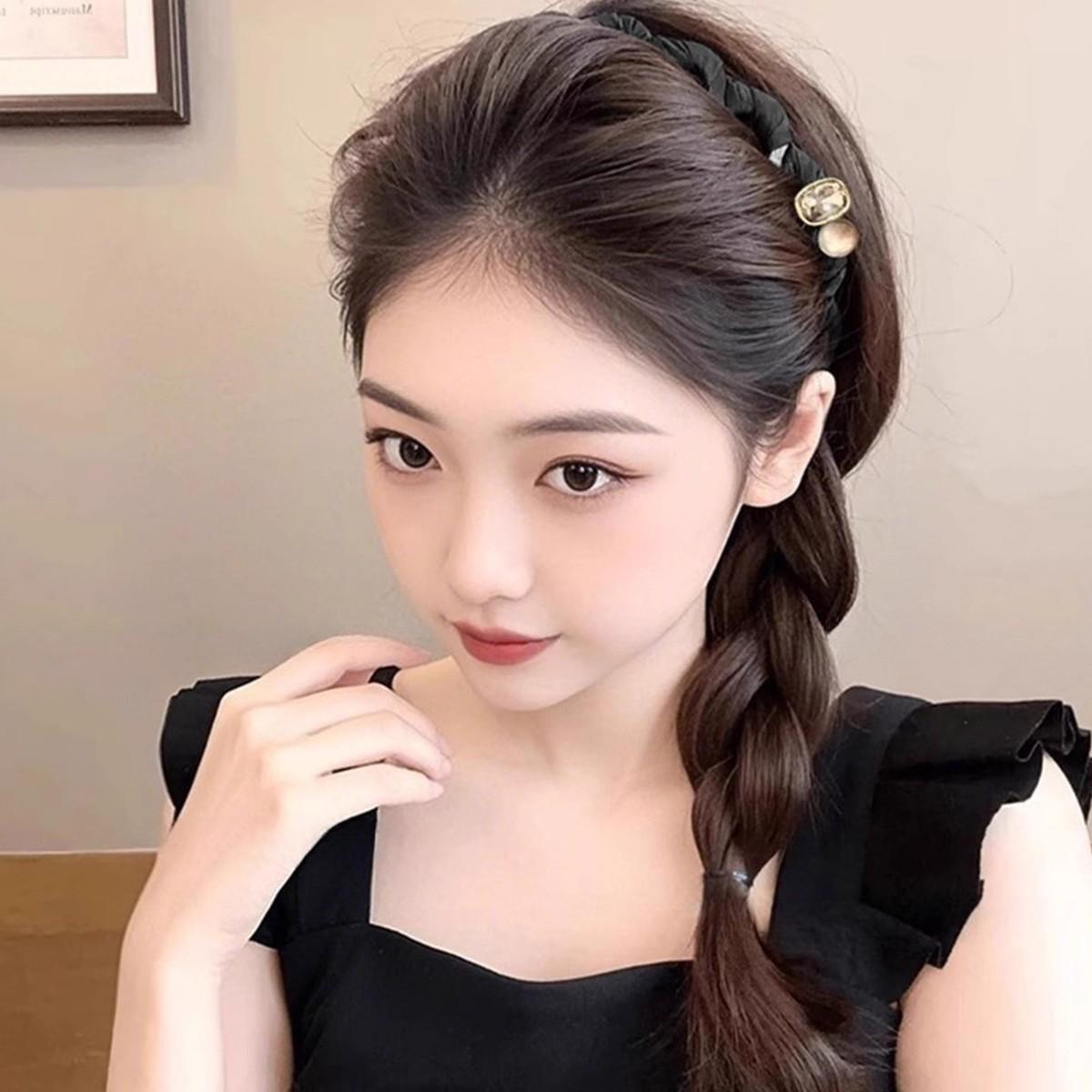 3pcs Pearl and Rhinestone High Crown Wave Headband with Teeth, Non-slip Face Wash Hair Clip, New Style Women's Comb Headband
