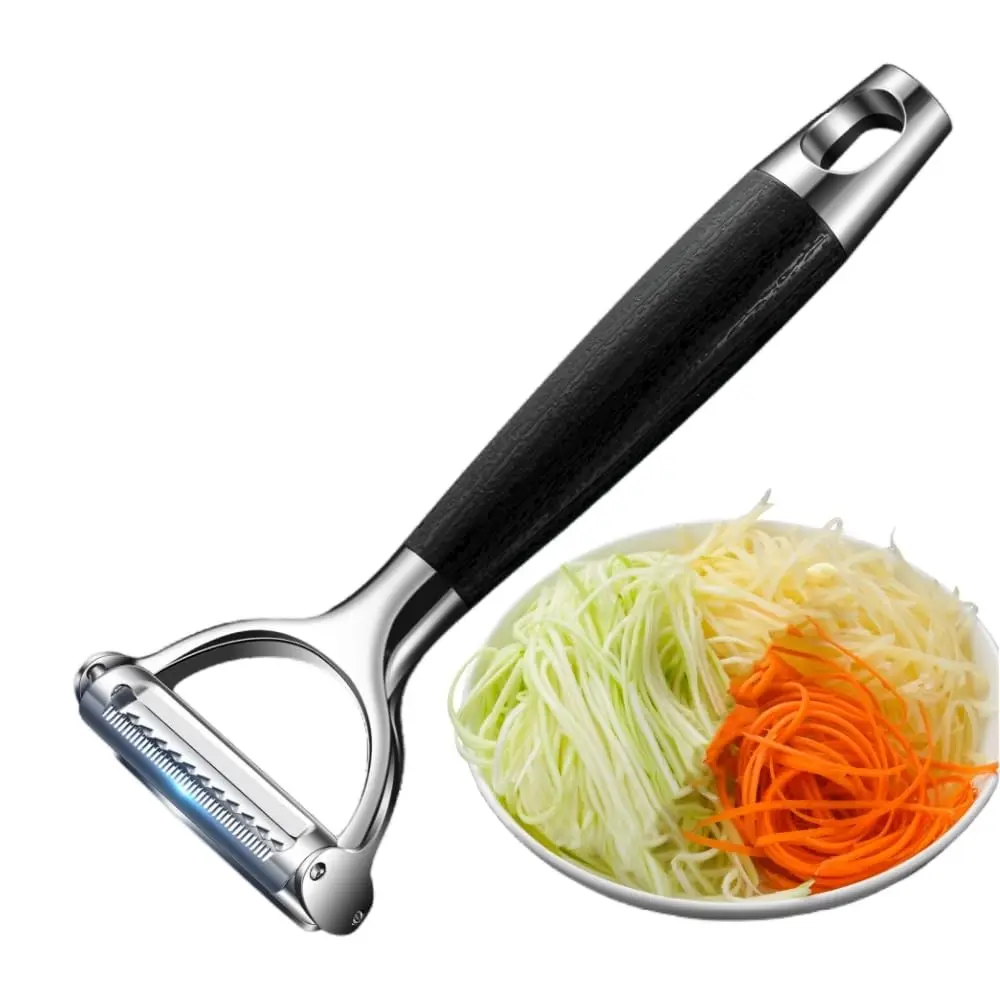 2-in-1 Serrated Julienne Peeler Vegetable Peeler | veggie peeler stainless steel blades are very durable and sharp for harder fruits and vegetables，Essential Kitchen Tool