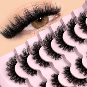 3d false eyelashes, 7 pairs wispy volume natural curling eye makeup strip lashes, full volume eyelash for lashes extensions, eyelashes set, cosmetic