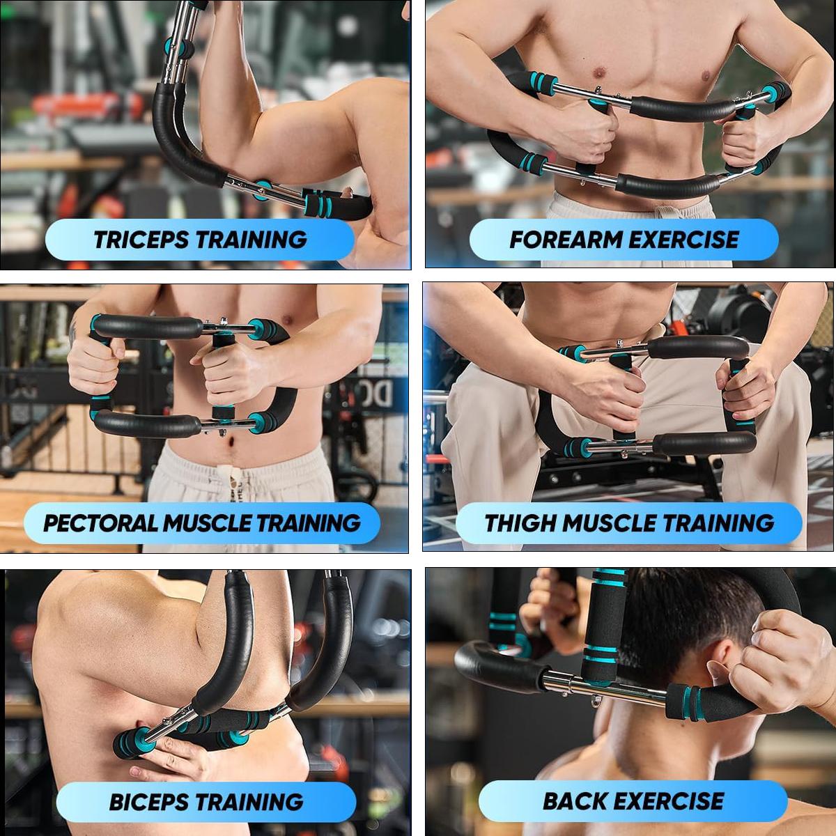 Portable Home Fitness Twister Arm Exerciser, Adjustable 60-110lbs Spring Workout Bar, Ideal for Forearm, Triceps & Chest Strength Training