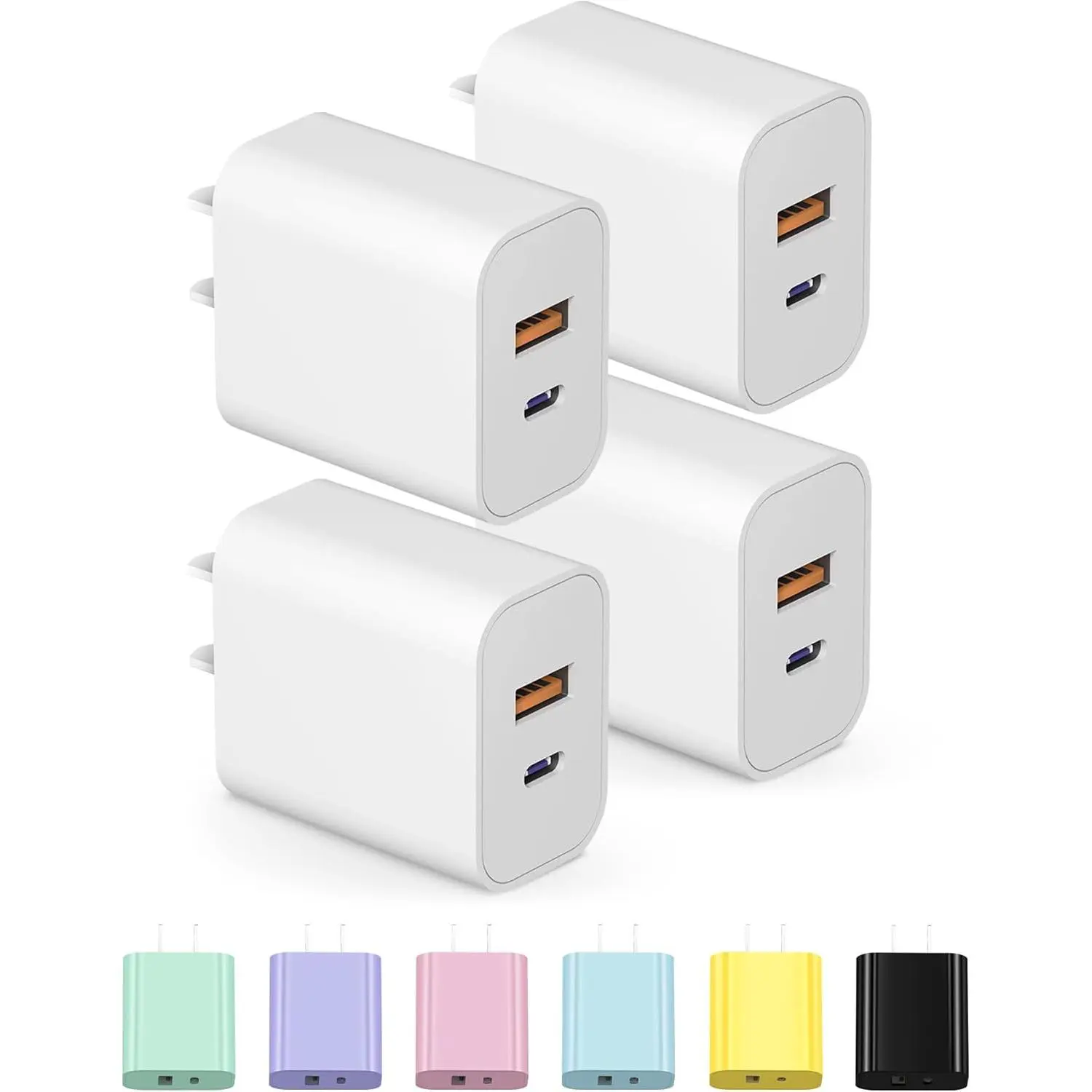[4 Pack] USB C Charger Block  Block Type C Charger 20W Wall Chargers for  Air/17/17 Plus/17 Pro/17 Max/16/16 Plus/16 Pro Max/15/15 Pro Max/14/13/12//Android